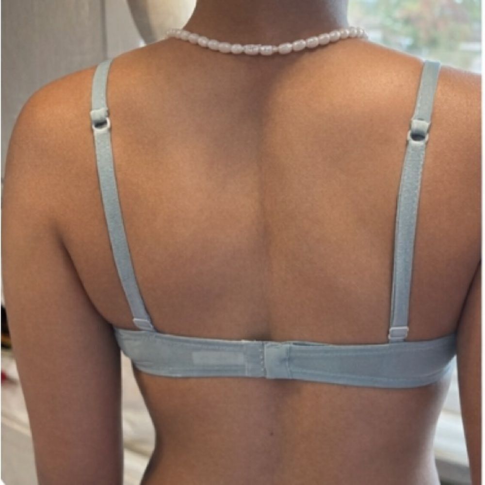 La Perla Blue Gray Contrast Stitch Bra - Picture 3 of 13